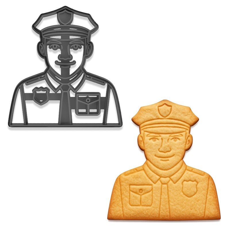 Police Officer Cookie Cutter & Stamp Set - 4x3.76", Law Enforcement Uniform D... gallery