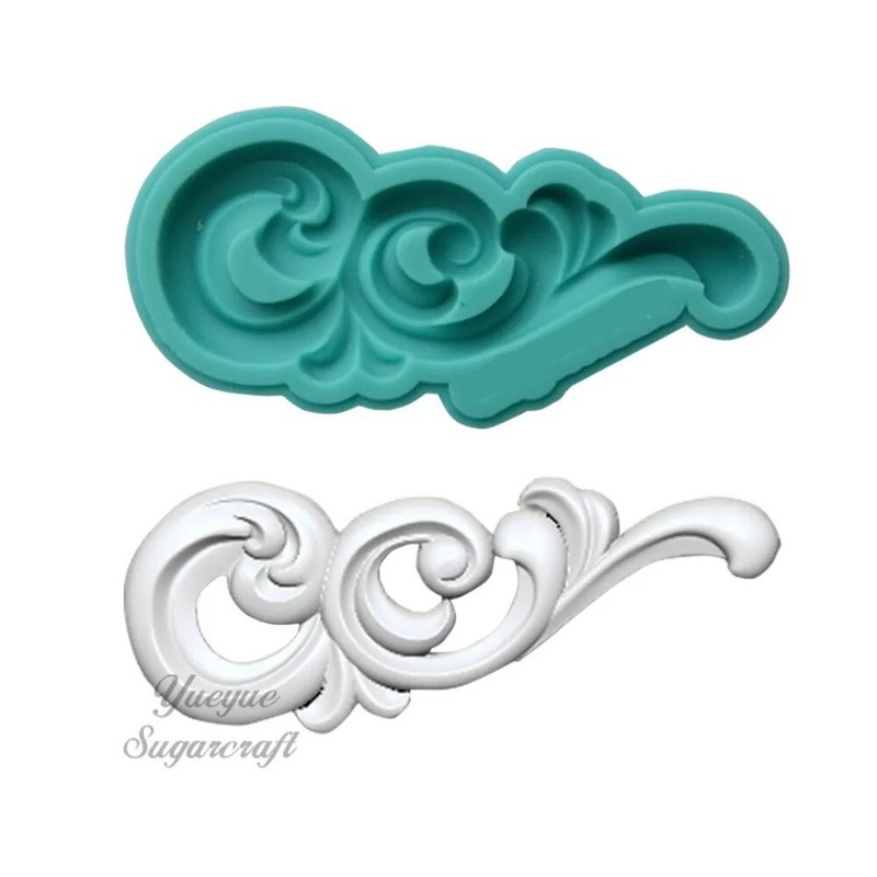 2pcs Baroque Silicone Molds Scroll Curlicues Filigree fondant Sugarcraft Mould gallery