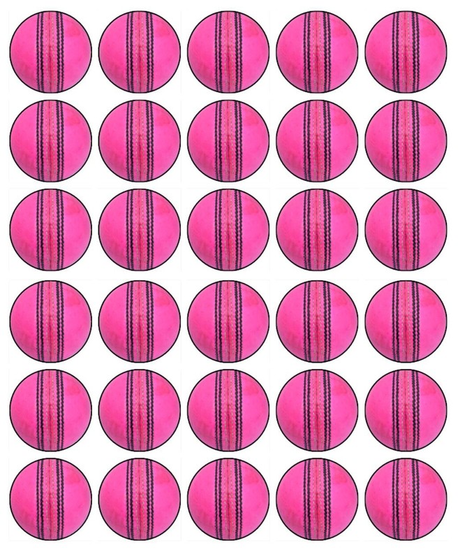 Cricket Ball Pink Edible Cupcake Toppers Wafer Birthday Cake Decoration (1 Size)