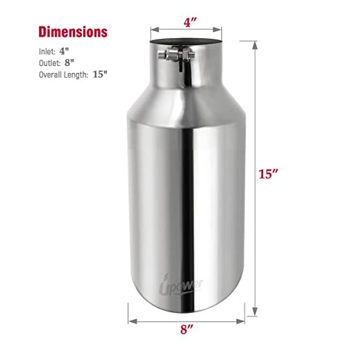 4 inch Inlet 8 inch Outlet Exhaust Tip Stainless Steel 4" to 8" Tail Pipe gallery