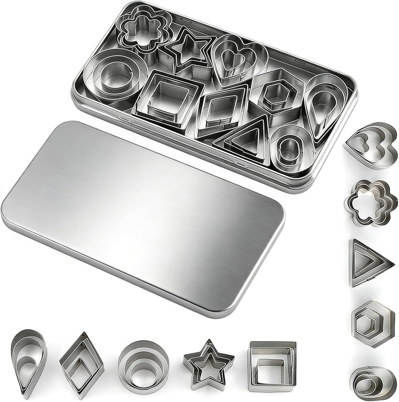 shuielia 30Pcs Mini Geometric Cookie Cutter Set with Box - Stainless Steel Sm... gallery