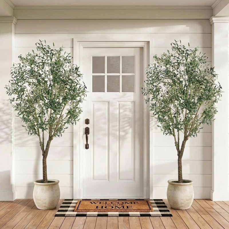 Jocoevol Artificial Olive Tree 7Ft Indoor Fake Silk Plant Realistic Trunk gallery