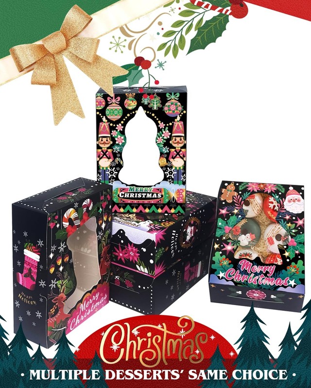 24 Pack Christmas Cookie Boxes With Window 6x8x2.7 Inch Bakery Pastry Box gallery