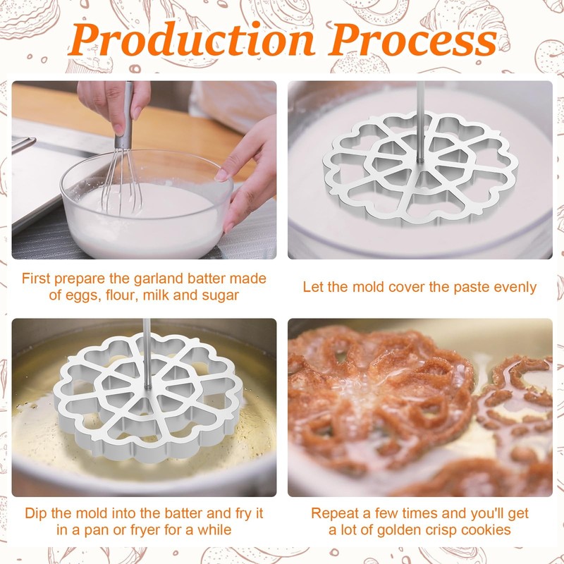 4.8 Inch Bunuelos Mold With Handle Detachable Rosette Iron Flower Cookie gallery