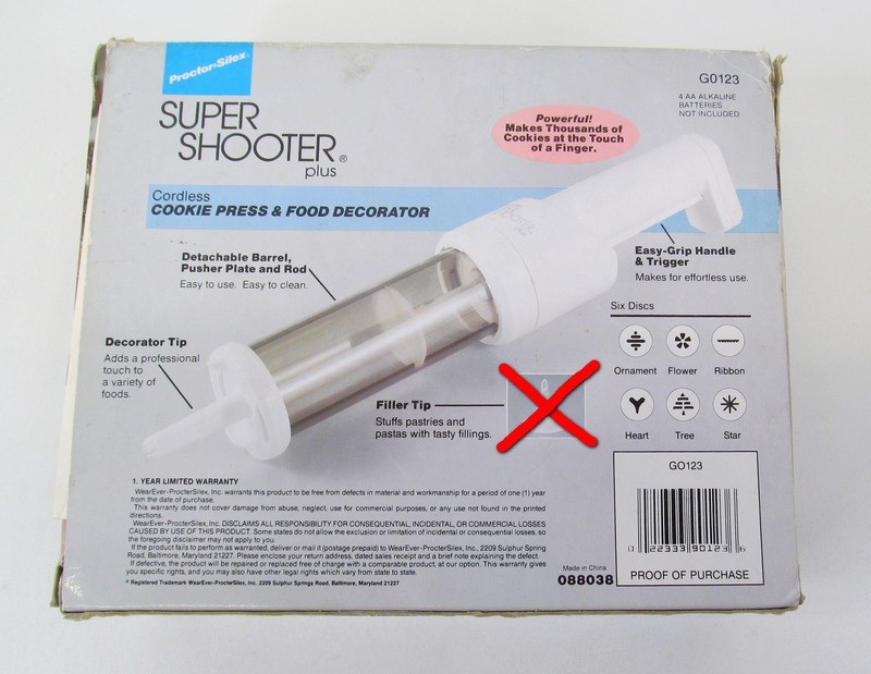Proctor-Silex Super Shooter Cordless Cookie Press & Decorator | 6 Disc & 1 Tip gallery