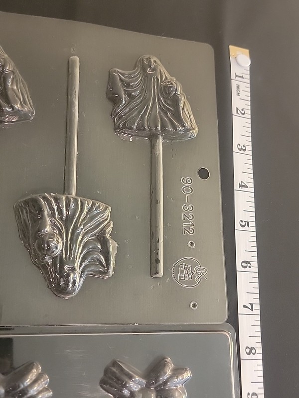 Lot Of 2 Halloween Scary Flying Ghost Spider Lollipop Chocolate Candy Mold gallery