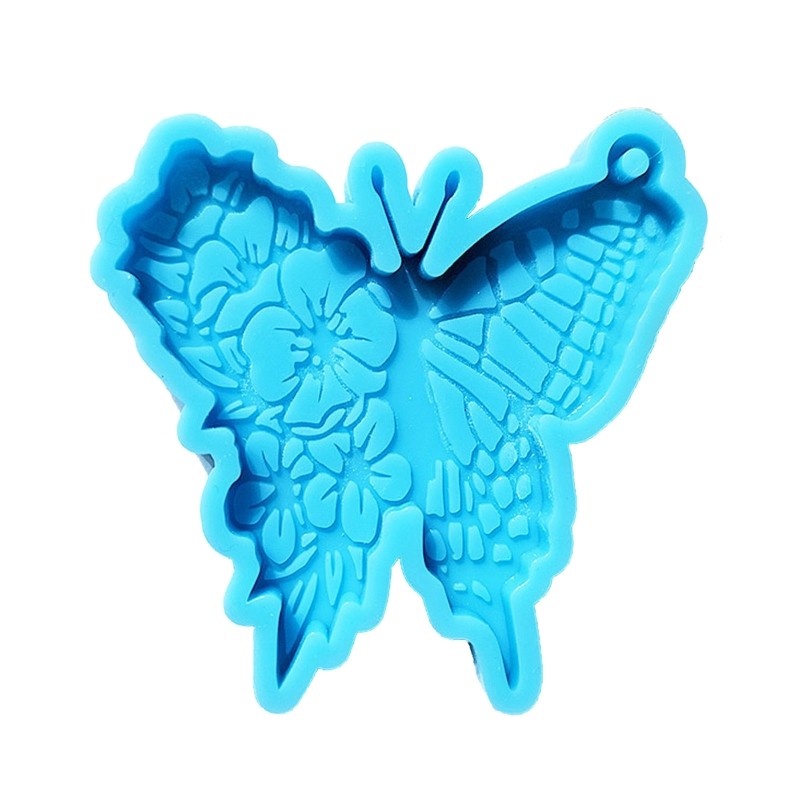 Silicone Keychain Mold for Butterfly Pendant Epoxy Casting Mould with Hole for D