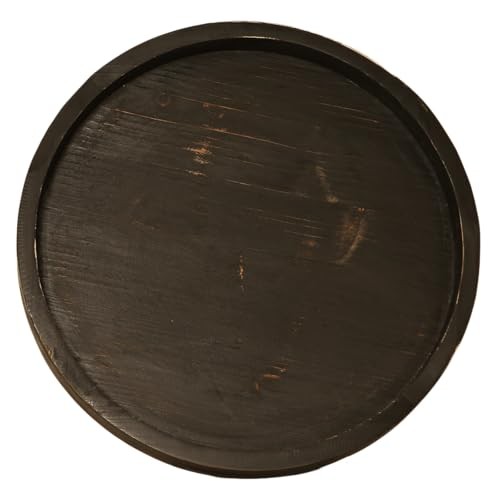 13.38 Inch Rustic Round Wood Lazy Susan for Table Top - Wooden Turntable Black gallery