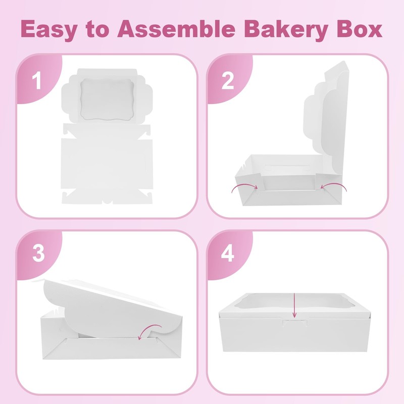 12 PCS 10x8x2.5 Inch White Bakery Treat Boxes Window Pastry Cookie Desserts gallery