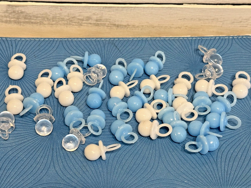Set of 40 Vintage Baby Shower Cake Toppers Plastic Rattles Pacifiers Favors NOS