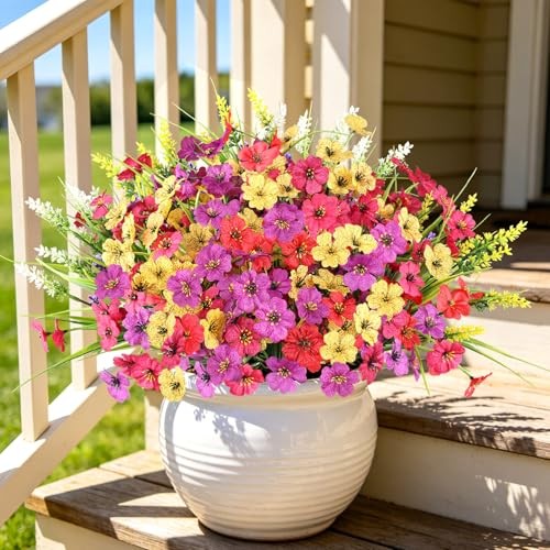 24 Bundles Realistic Fake Flowers for Outdoors, No Fade Faux 24PCS Mix Color gallery