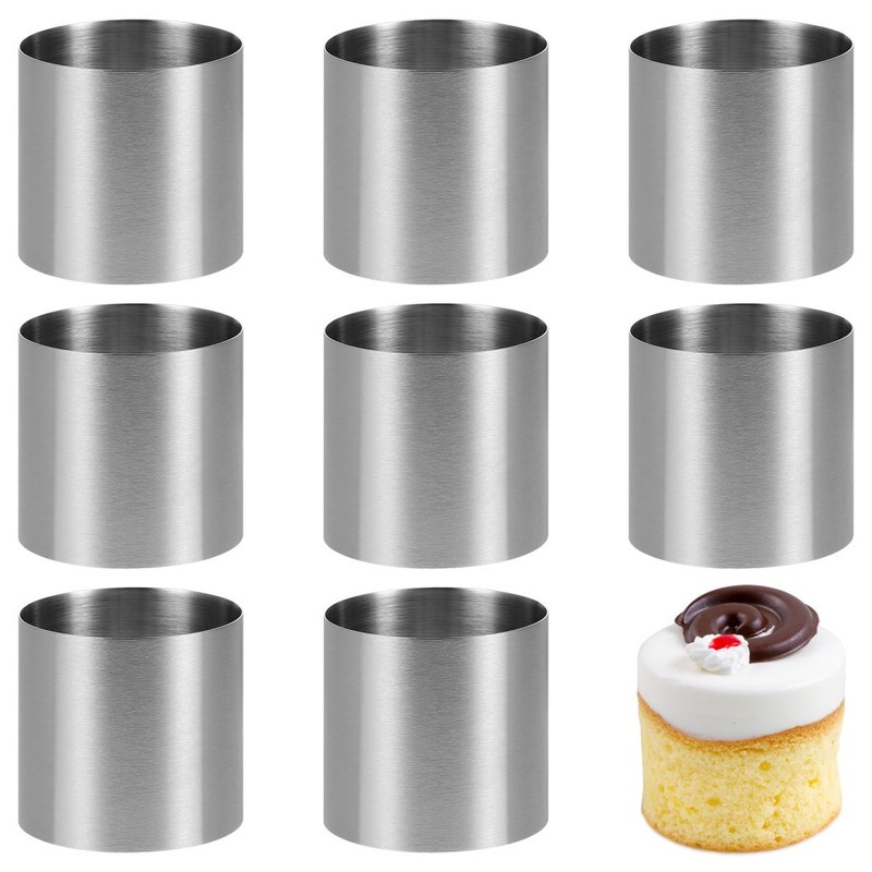 8 Pcs Non-Stick Tart Cheese Stainless Steel Mousse Cake Rings