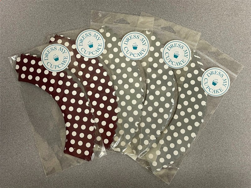 Dress My Cupcake Wraps Lot 5 Gray Brown Polka Dot 60 Wraps NEW d1