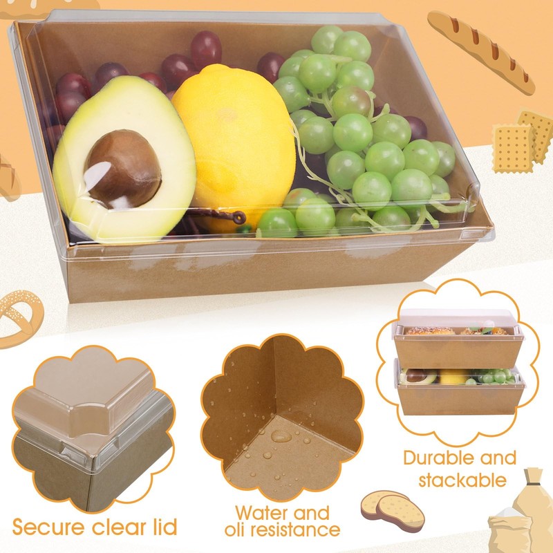 50 Pack 8 x 6 Charcuterie Boxes with Clear Lids Large Individual to Go Food C... gallery
