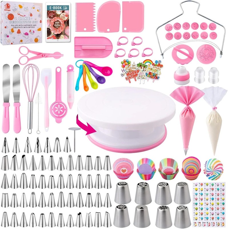 Cake Decorating Supplies Kit Tools 356pcs, Baking Accessories Pink