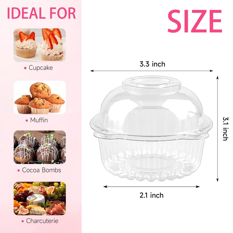 100 Pack Individual Cupcake Containers Clear Plastic Cupcake Holders Cupcakes gallery