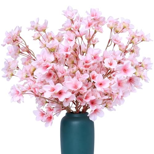 6Pcs Artificial Cherry Blossom Branches Decor Fake Flowers 16 Inches 6pcs-pink