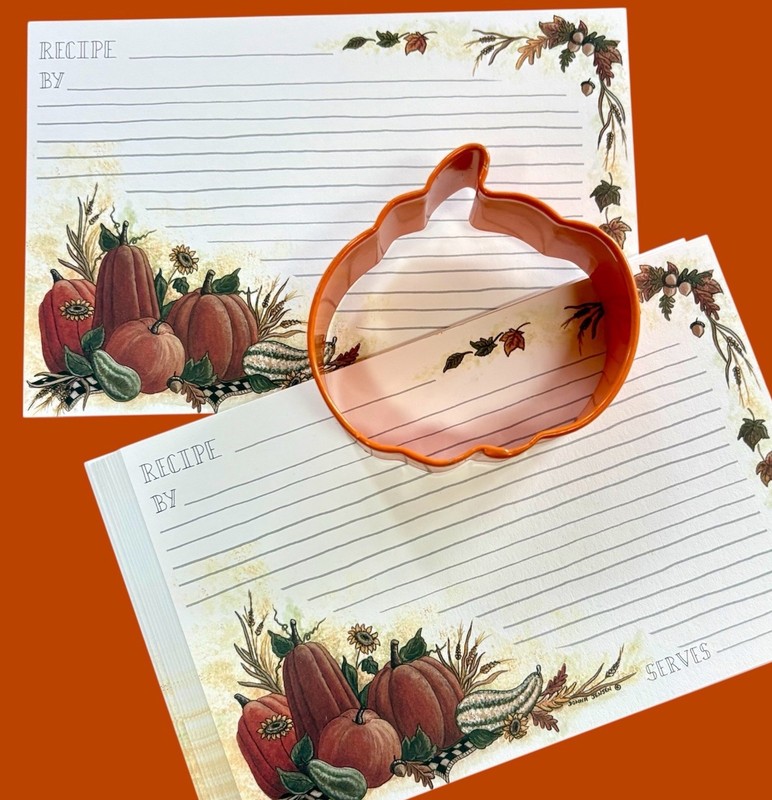 Pumpkin Recipe Cards & Cookie Cutter Gift Set New Made In USA