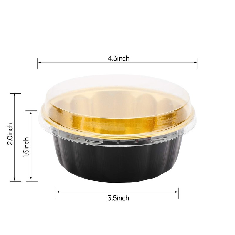 Disposable Ramekins with Lids, 8 oz 50 Pack Black Gold Aluminum Foil Cups, Di... gallery