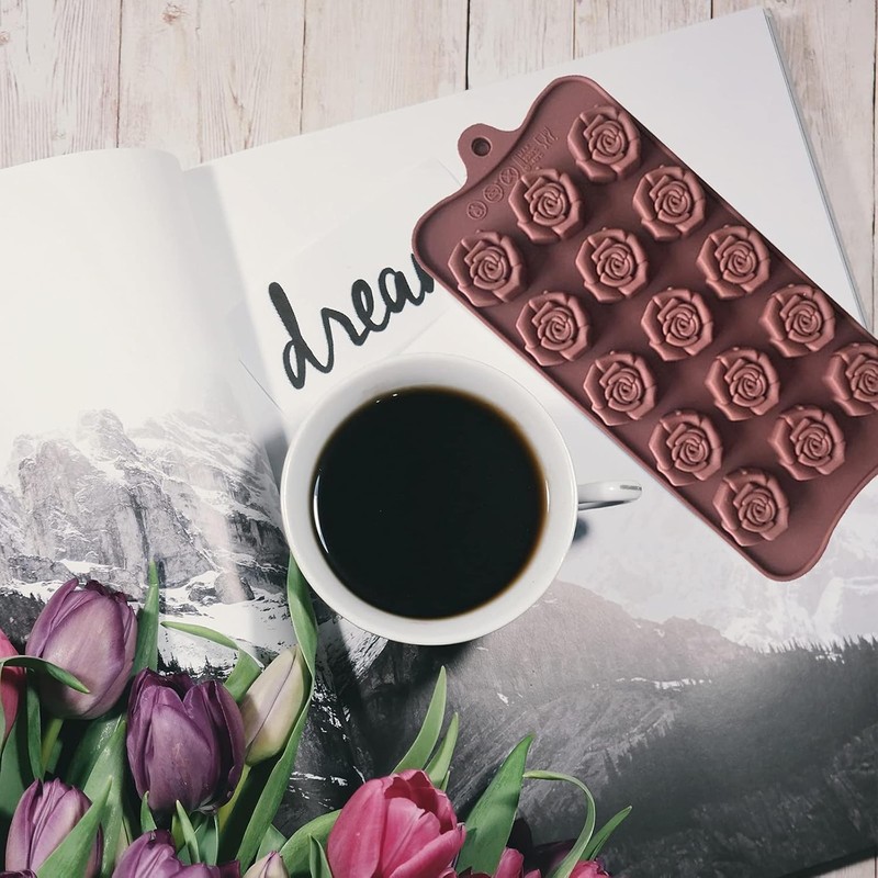 2PCS Rose Flower Chocolate Molds 15 Cavity Silicone Candy Molds Non-Stick Sweet gallery