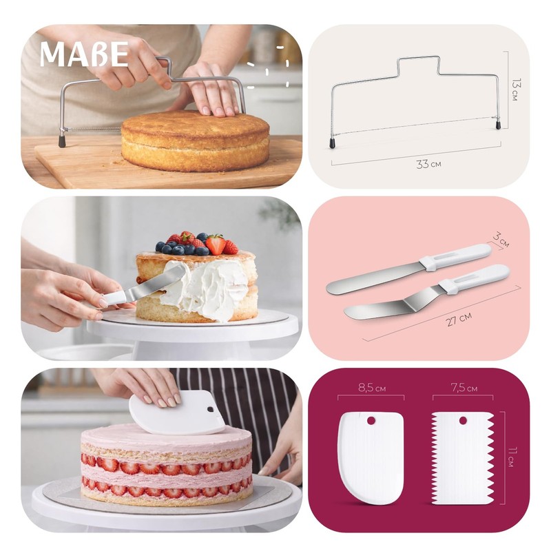 Cake Decorating Kit with Premium Piping Nozzles & Piping Bag, Rotating Cake P... gallery