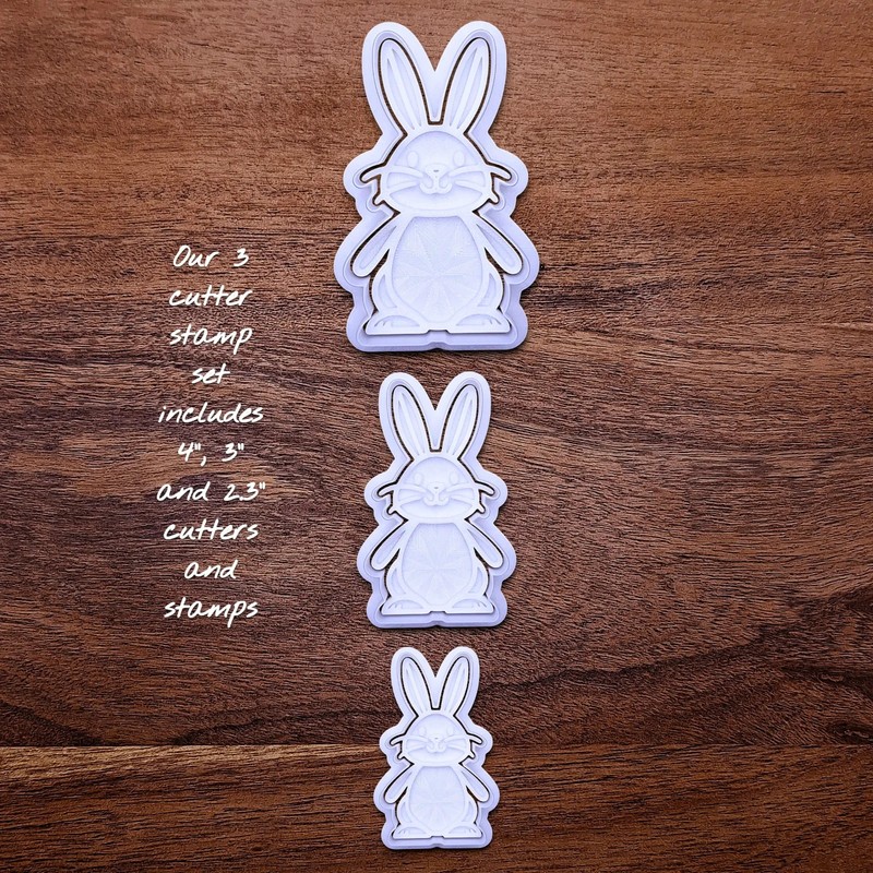 Easter Rabbit Cookie Cutter & Stamp Set: 2" to 10" Bunny Craft Clay Baking Mold gallery