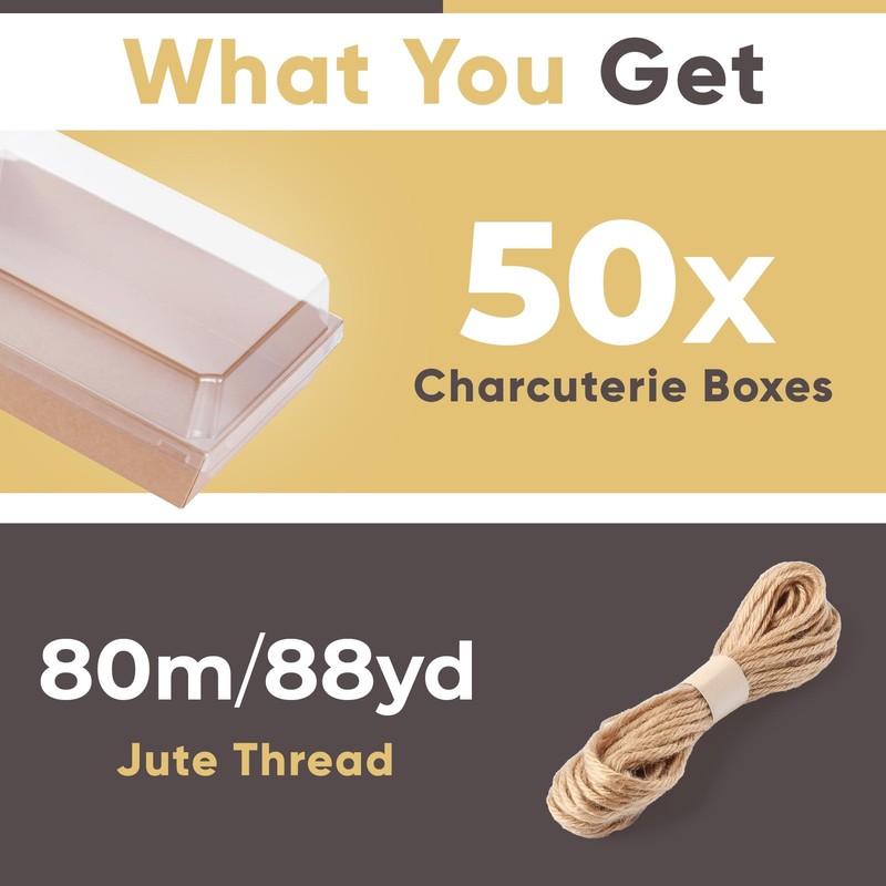 50 Pack Disposable Charcuterie Boxes with Clear Lids 7x5 Inches gallery