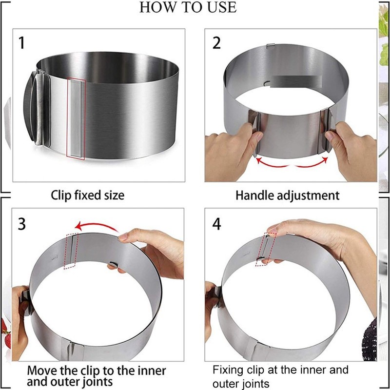 Food-Safe Stainless Steel Adjustable Cake Ring 15.5x15.5x6cm for Baking gallery