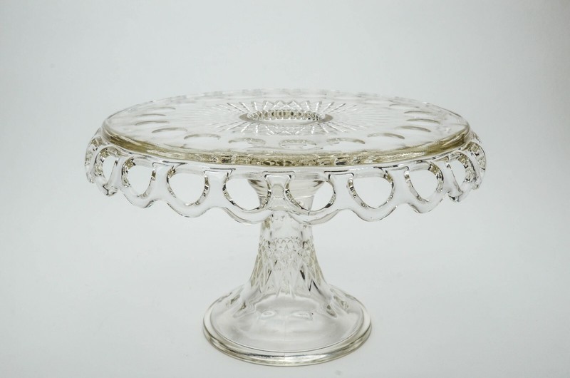 Vintage McKee Glass Co. Plymouth Thumbprint Cake Pedestal with Rum Well - EUC