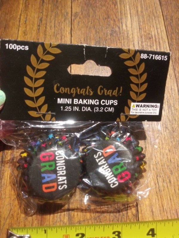 Congrats Grad Graduation Mini Baking Cups Rainbow Stars design 1.25″ dia 100 ct