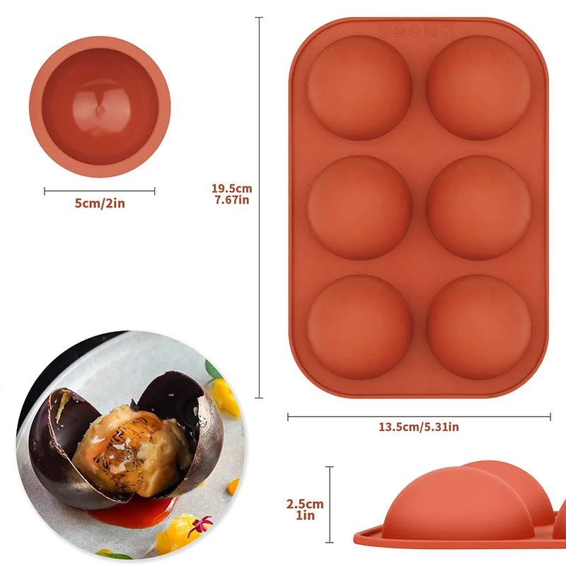 Circle Mold Chocolate 6-Cavity Semi Sphere Silicone Molds Half Sphere Baking Mol gallery