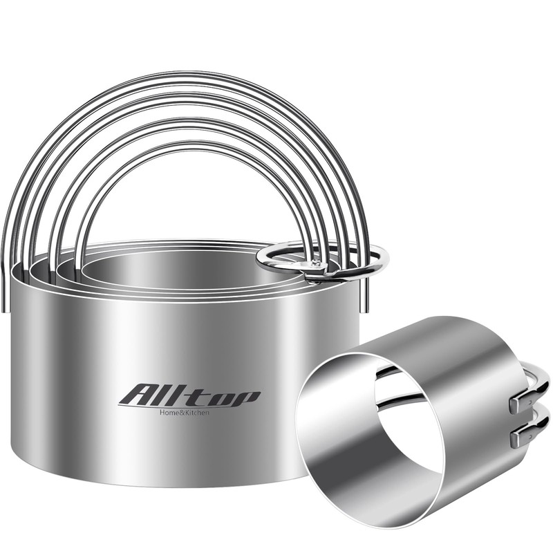 5 Pcs Stainless Steel Round Biscuit Cutter Set with Handle for Baking Pastry gallery