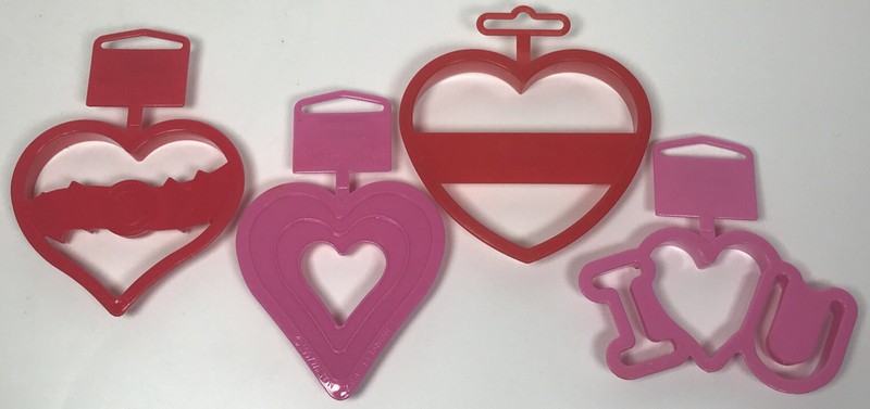 Wilton NWT Cookie Cutter Set 4 Love Wedding Valentine I Love U Double Heart XOX