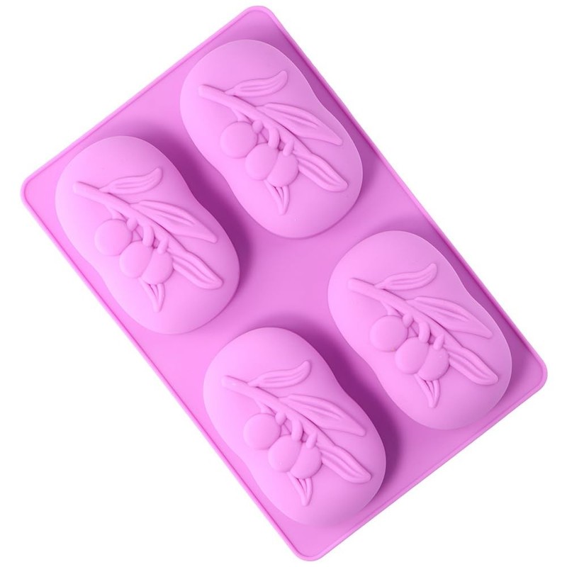 4 Cavities Oval Olive Tree Silicone Soap Mould,Baking Moulds Purple gallery