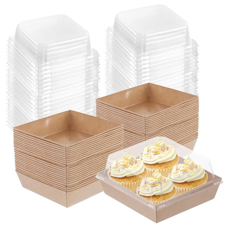 100 Pack Charcuterie Boxes with Clear Lids,5.5″×4.9″×2.4″ Disposable Square F…