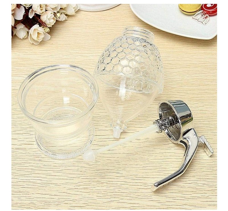 Honey dispenser, syrup dispenser, beautiful honeycomb honey jar, honey jar wi... gallery