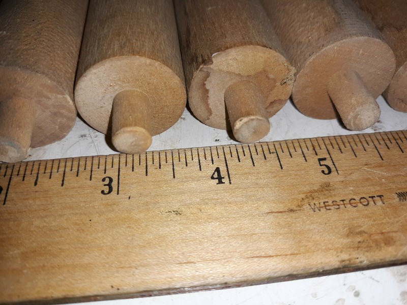 20SS11 WOODEN ROLLER PINS, 7" X 6" X 1" X 5/16", 10 COUNT, GOOD CONDITION gallery