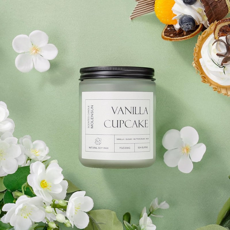 Vanilla Cupcake Scented Candle, Aromatherapy Jar Candles, 7 oz Long Lasting gallery