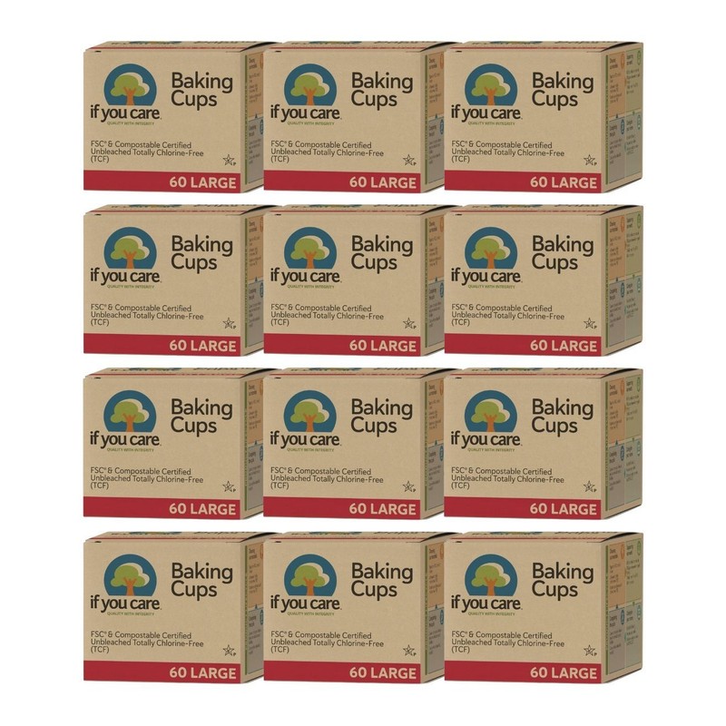 LOT OF 12 – 60 Count Box Large IF YOU CARE Cupcake Unbleached Baking Cups