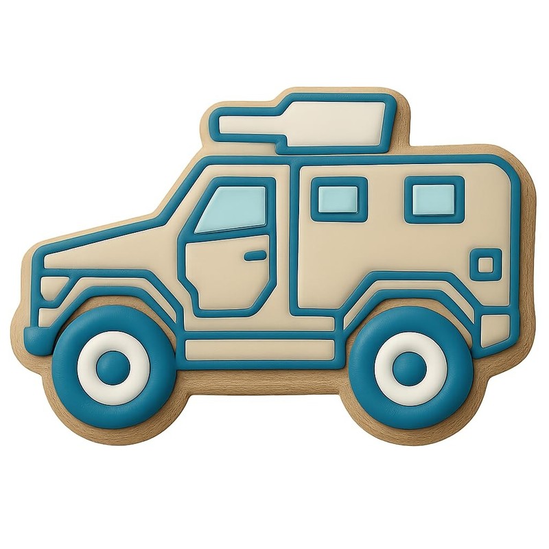 Armored Security Vehicle Cookie Cutter & Stamp – 4×2.6″ Professional Design