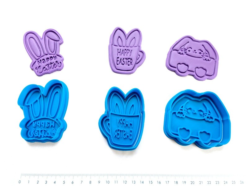Easter Cookie Cutter Rabbit Ears Eggs Carrot Church Cross Happy Easter Embosser gallery