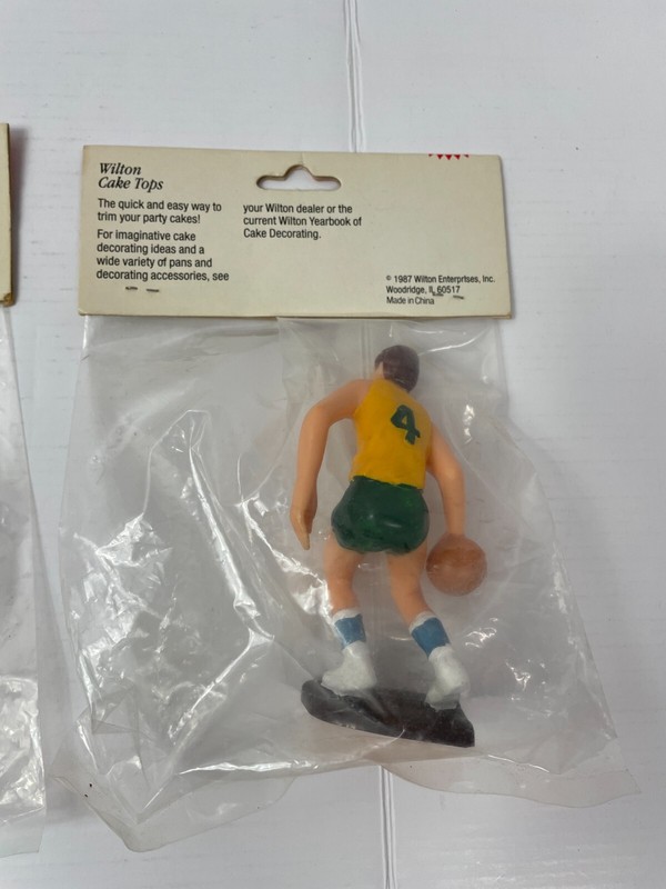 Vintage 1987 Wilton Basketball Player Cake Topper Decorations (4") Lot of 3 gallery