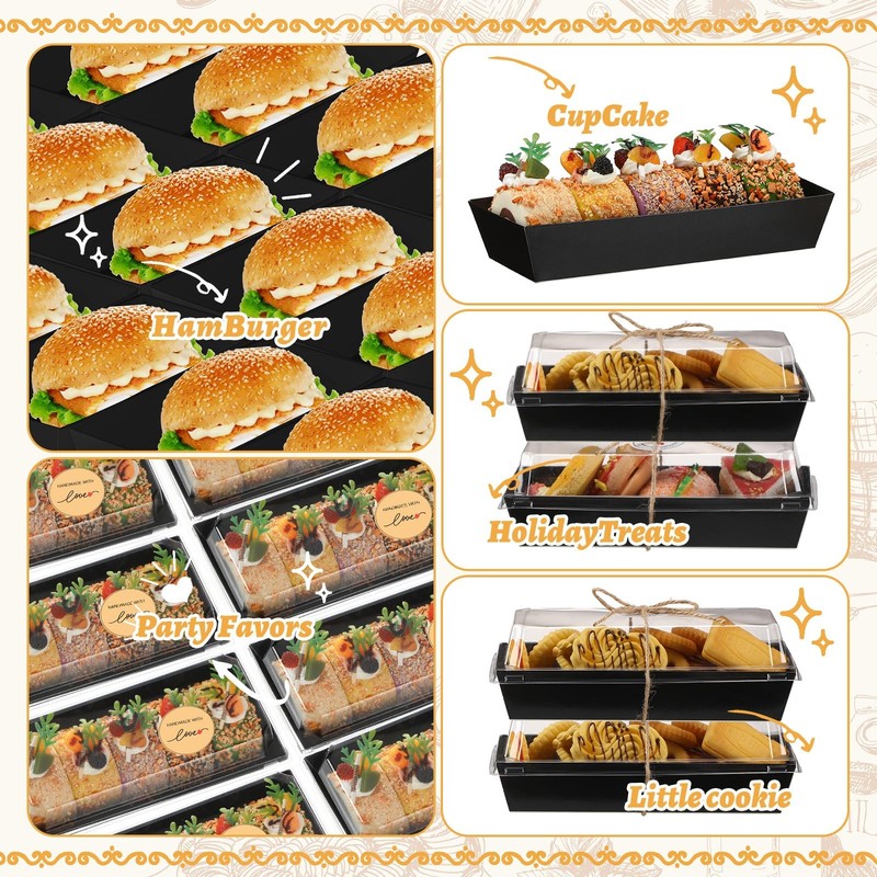 100 Pcs Black Charcuterie Boxes with Clear Lids Cookie Boxes Disposable Cake ... gallery