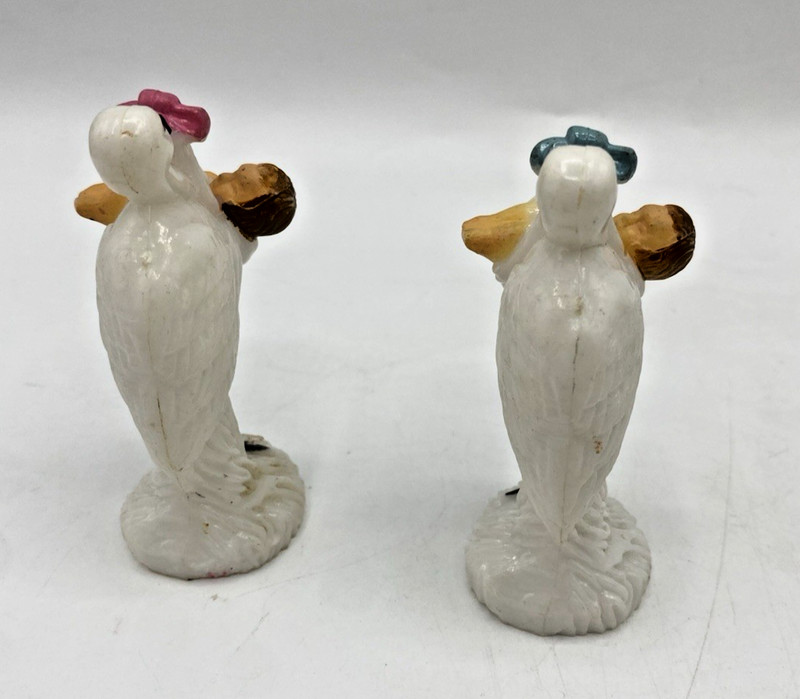 Pair Vintage 1950s Stork Cake Toppers Pink Blue Celluloid Baby Shower Retro gallery