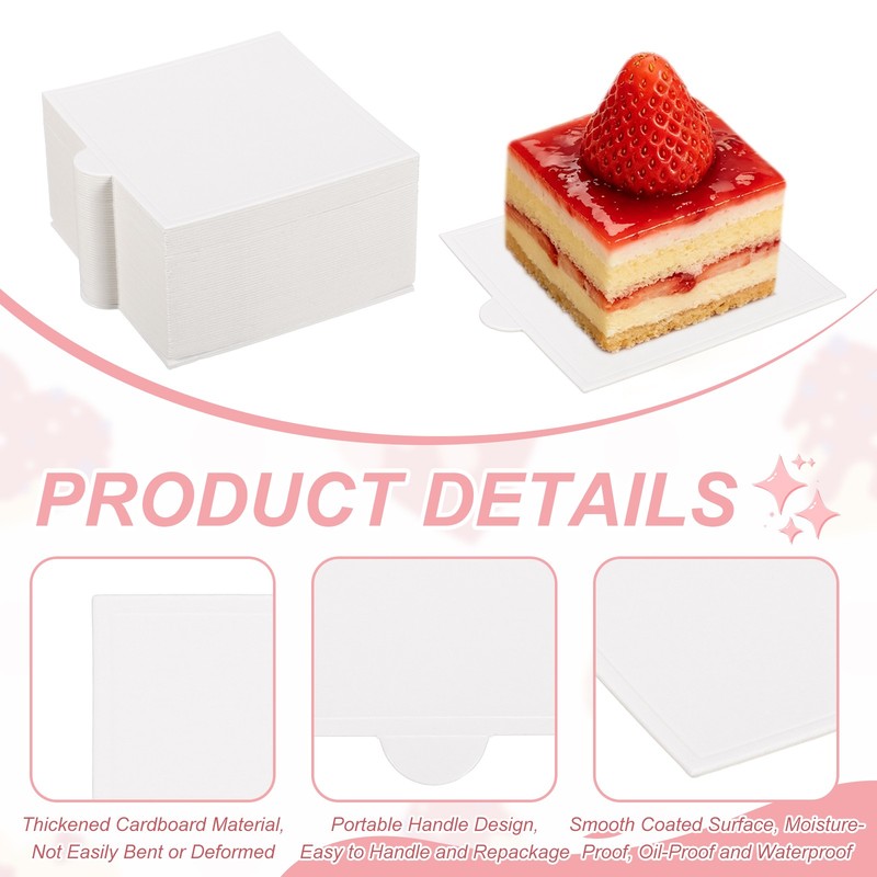 50 Pcs Mini Cake Boards, 3.5 Inch Square Mousse Cake Base, White gallery