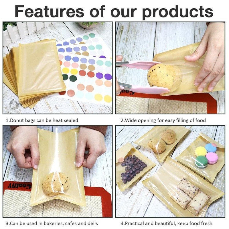 100-PCS Brown Paper Bakery Bags with Window 5.1x7.5 inch for Cookies Pastry gallery