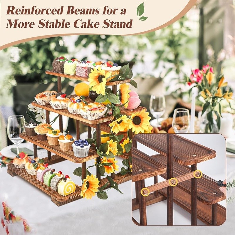 Wooden Dessert Stand Adjustable Height Cupcake Holder Multifunctional Snack Tray gallery