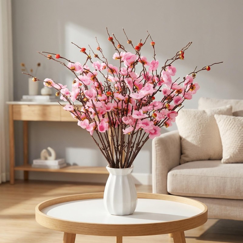 Grainbuds 20Pcs Cherry Blossom Branches Artificial Flowers For Winter Spring gallery