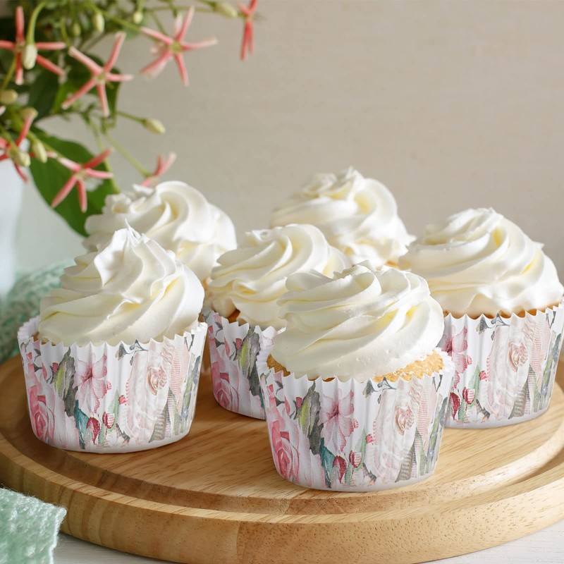 300 Counts Floral Cupcake Liners Floral Cupcake Wrappers Baking Cups Baking L... gallery