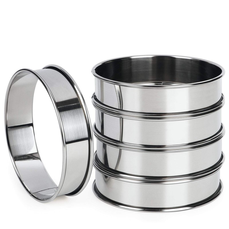Stainless Steel Crumpet Rings, 4 Inch Cake Mold, Dessert Making Tool,Silver